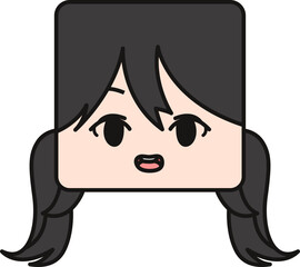 Cartoon Kawaii Square People Face Element