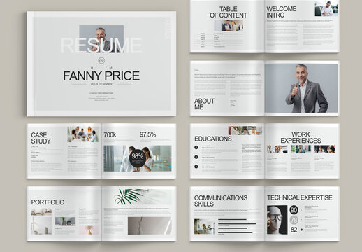 Resume Landscape Booklet Portfolio Template