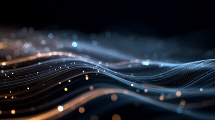 Abstract digital waves with glowing particles representing technology