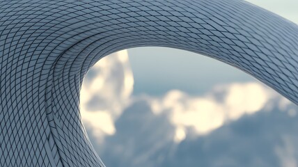 Abstract futuristic architectural curved structure with pattern