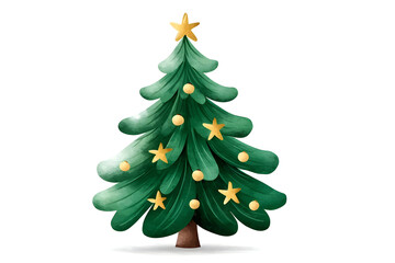 Fototapeta premium A beautifully decorated Christmas tree with golden stars and ornaments, perfect for festive celebrations.