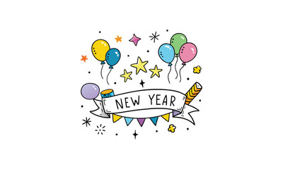 Colorful New Year Celebration Balloons