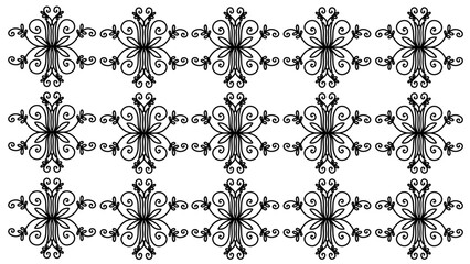 Obraz premium Black White Abstract Snowflake Repeating Geometric Pattern