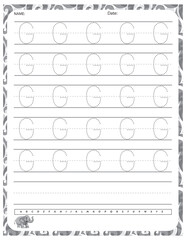 Capital Letter G Tracing Worksheet &ndash; Uppercase Handwriting Practice Page