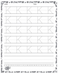 Capital Letter K Tracing Worksheet &ndash; Uppercase Handwriting Practice Page