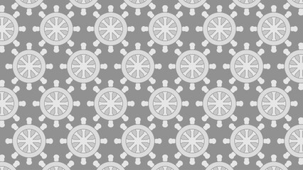 Seamless Monochrome Geometric Star or Wheel Pattern: Repeating Industrial or Traditional Motif in Grey and White Tones for Background, Fabric, or Wallpaper