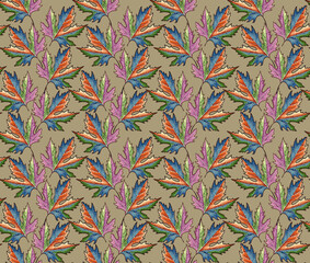 Seamless century leaf design. Beautiful all-over leaf background. 