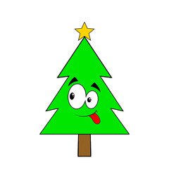 Fototapeta premium Green Christmas tree with its tongue sticking out clip art
