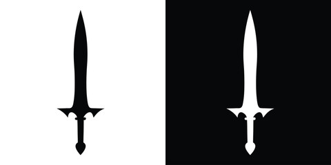 sword silhouette vector illustration, medieval sword weapon black silhouette, dagger icon