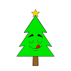 Fototapeta premium Licking lips green Christmas tree clip art