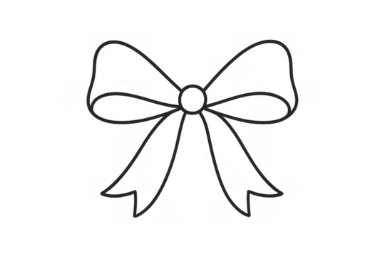 Ribbon bow drawing design, gift decoration, simple doodle element for celebration, transparent background - Powered by Adobe