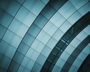 Obraz premium Modern architecture details with curved blue-green panel design
