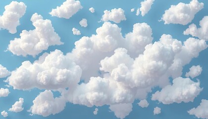 Abstract fluffy clouds in various shapes and sizes, forming a dynamic vector set,  minimalist,  ethereal