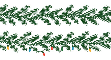 christmas tree branches isolated on white background, christmas, branch, pine, green, plant, xmas, celebration, waves, vector, hand drawing