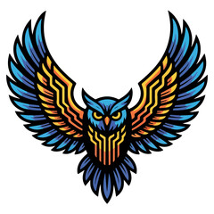 Owls Bird Flying Wings Emblem Logo – Powerful Fantasy Bird Symbol Illustration, 