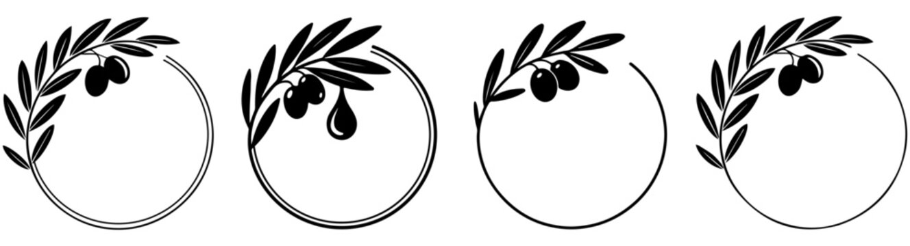 Olive branch wreath vector illustration, Olive Branch Circle Wreath. Circular Olive Branch Ornamentals Design Elements Set, olive, leaf, leaves, ornament, floral, element.
