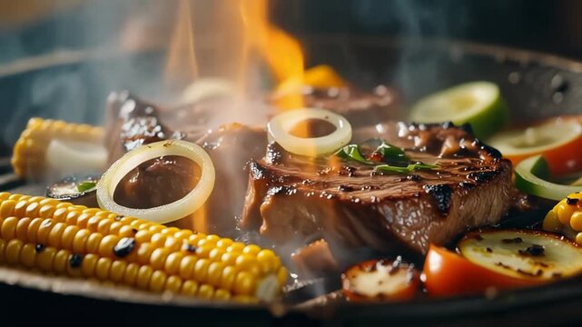 Vegetables Grilling on Mesh Rack