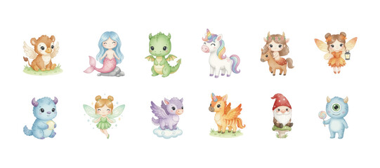 cute kids storybook fairytale characters