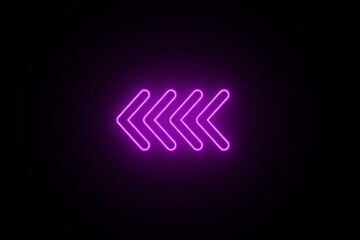 Fototapeta premium Neon arrow icon on black background. left Arrow icon sign symbol background. Indicator symbol. arrow icon on black background. Road sign. Stairs symbol.