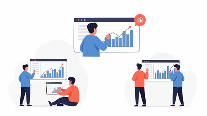 People analyzing business growth charts and data analytics.