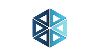 Abstract Geometric Hexagon: a geometric logo design composed of six connected triangles, a symbol of harmony, unity, and interconnectedness.