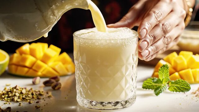 Refreshing Mango Lassi Preparation A Delicious and Healthy Drink.