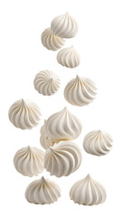 Meringue cookies arranged in a swirl isolated on transparent background