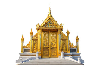 Obraz premium Intricate golden thai temple structure detailed ornate architecture majestic sacred building isolated on transparent background