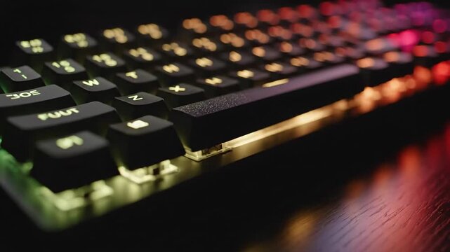 Illuminated Keyboard CloseUp A Colorful Tech Display.