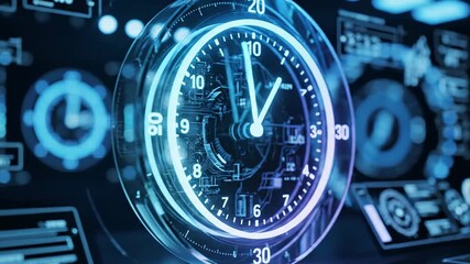 Futuristic Time Clock Technology Interface Display. - Powered by Adobe