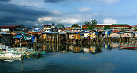 landscape view of stilt houses