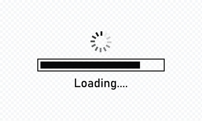 White vector loading bar on a dark background. The segmented design is ideal for user interfaces, software, and application progress indicators, conveying a sense of waiting or downloading .