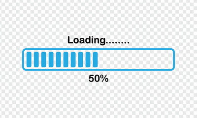 White vector loading bar on a dark background. The segmented design is ideal for user interfaces, software, and application progress indicators, conveying a sense of waiting or downloading .