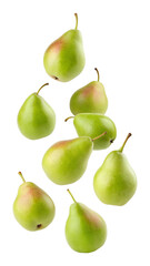 Falling Pear isolated on transparent background, clipping path