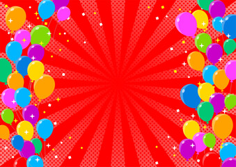 カラフルな風船と紙吹雪の背景素材