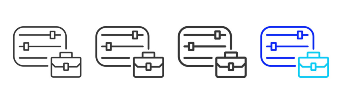 Access Management icon set in creative outline style for business featuring multiple thickness variations suitable for modern office toolkit and pro visual identity design