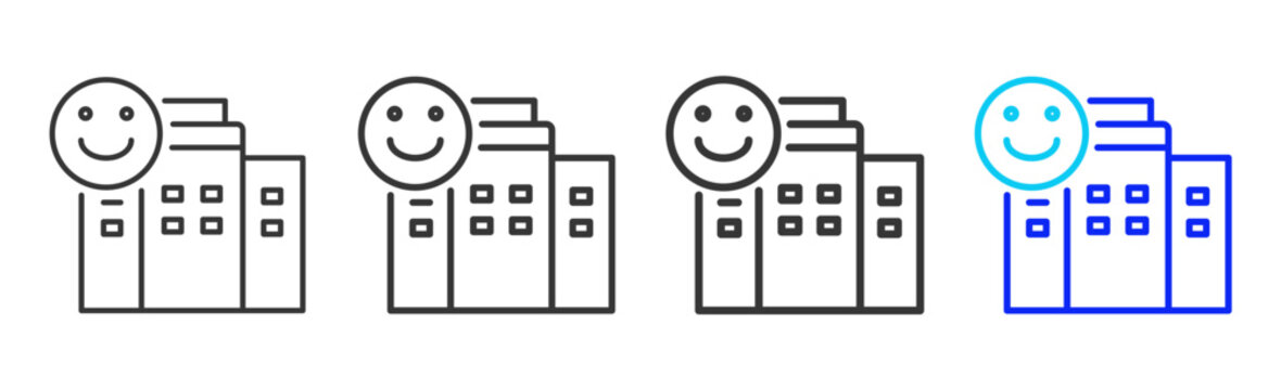 Workplace Welcome icon set in creative outline style for business featuring multiple thickness variations suitable for modern office toolkit and pro visual identity design