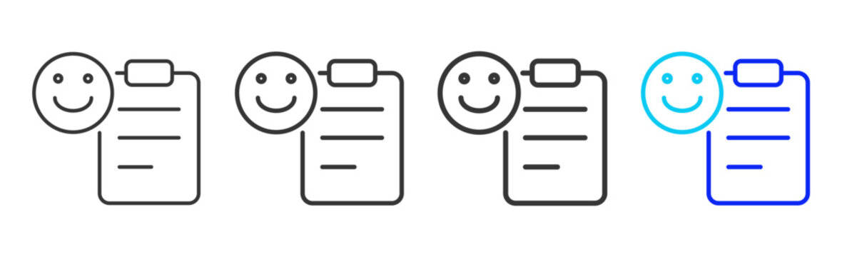 Feedback Record icon set in creative outline style for business featuring multiple thickness variations suitable for modern office toolkit and pro visual identity design