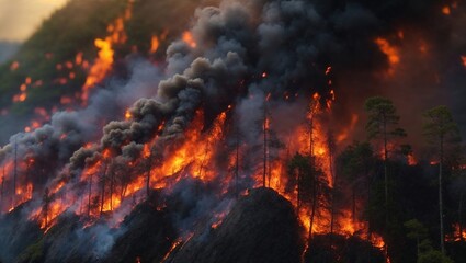 山火事が燃え広がる自然災害