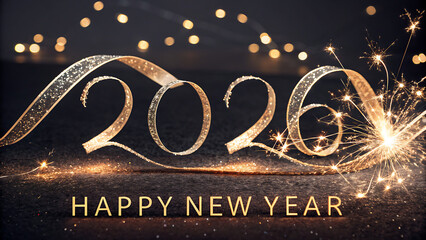 Happy new year 2020 celebration with sparklers and bokeh lights