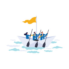 Teamwork and support to achieve target, vision for forward strategy for success concept business