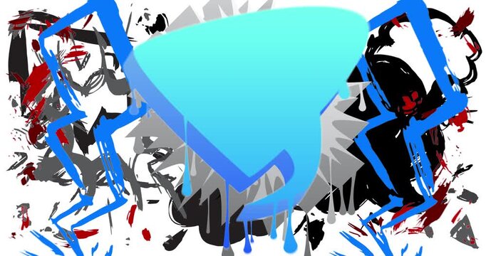 Graffiti speech bubble animation. Abstract modern Messaging sign street art decoration video, Discussion icon performed in urban painting style.