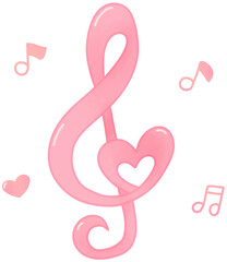 Sweet Love Music Elements Cute Pastel Romantic Set