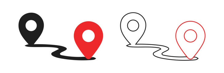 Location route map pin marker path navigation icon set vector,Pin icon logo design. Location sign and symbol. destination icon. map pin,Maps and pin icon logo design. location sign and symbol.
