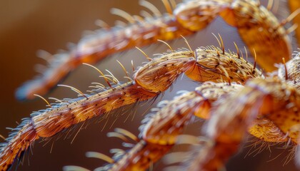 Extreme Macro Close-up of Spider Leg Hairs and Joints