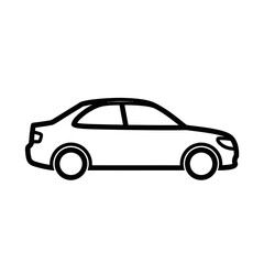 Fototapeta premium Minimal black outline illustration of a modern car side view representing automotive transport and mobility