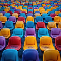 Fototapeta premium Colorful empty stadium seats pattern