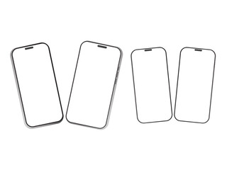 Mobile phone mockups with white screens and transparent screens isolated on transparent background &ndash; vector