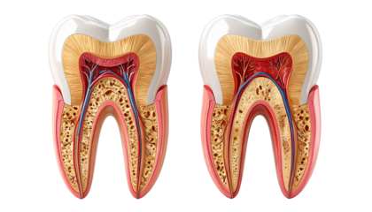  Dual Human Tooth Anatomy Models – isolated on transparent background