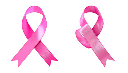 Dual Breast Cancer Awareness Ribbon Variations &ndash; isolated on transparent background